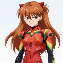 asuka langley soryu looking down at shinji ikari with a face of anger!!!, german outfit, evangelion scene, anime scene, condescending, anime, digital art