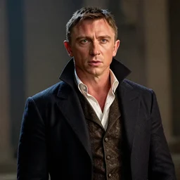daniel craig as count frollo from hunchback of notre dame, detailed, portrait photograph, 8 k hdr movie still, dynamic lighting
