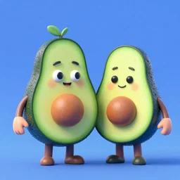 characters avocado couple comic style 3d render