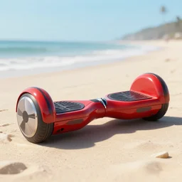 concpet art featuring a futuristic red ferrari style hoverboard sitting at the beach during sunset. fine detail. surf. this 4 k hd image is trending on artstation, featured on behance, well - rendered, extra crisp, features intricate detail, epic composition and the style of unreal engine.