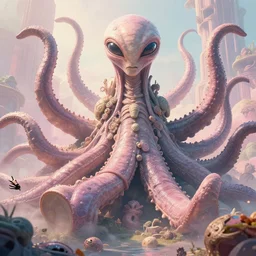 giant ancient alien tentacles artwork by 1 4 5 7 5 1 2 4 5, pastel colors, detailed background, extremely detailed, octane rendering, sharp focus, volumetric light, particles, unreal engine 5, rtx