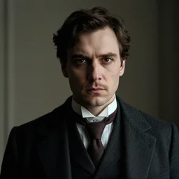 cinematic portrait of a man from a Dostoevsky novel, harsh contrast,