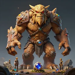 zelda fantasy art giant golem troll wood rock greeble gemstone, global illumination ray tracing hdr fanart arstation by sung choi and eric pfeiffer and gabriel garza and casper konefal bastion forged hardmesh lisa frank zbrush central