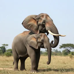 photo, elephant is balancing on its trunk