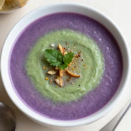a purple and green soup.