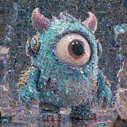 a cute one - eyed monster in cyberpunk style, by takashimurakami ， highly detailed, mega detailed,