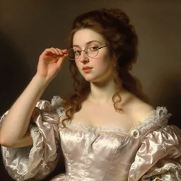 detailed baroque painting of mei from overwatch as an elegant noblewoman, beautiful soft silky dress, style of giotto and jc leyendecker, intricate, soft lighting, photorealistic, mood light, golden hour, glasses |