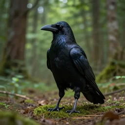 upright anthro man crow, photograph captured in the forest