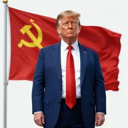 donald trump under a communist flag, digital art, heroic, art by alphonse mucha, wlop, greg rutkowski, 4 k, extremely detailed, cinematic lighting, trending on artstation