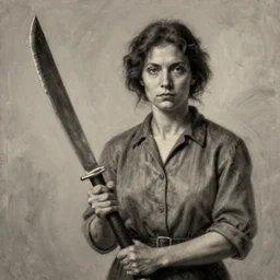 a ultra detailed illustration of a woman holding a machete, by Zdzisław Beksiński, trending on ArtStation,