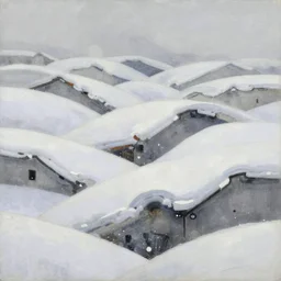 magnificent snowfield in winter, severely snowing, abstract, multiple levels of white and gray, oil painting, by Zao Wou-Ki