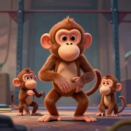 crossfit monkeys, animated, fantasy, detailed, hq, disney style