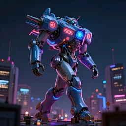 you are looking for a giant one kilometer high walking on the small city, tron, close up bokeh hiperrealistic neon glow darkness dramatic neon f - zero ships, sharp focus, octane render, imax