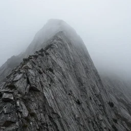 matte panting of foggy rocky mountain