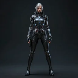 biomechanical cyberpunk female hacker, infinite detail, full shot, smooth, sharp focus, illustration, rembrandt lighting, dark mood, mysterious, concept art, unreal engine 5, 8 k, art by simon bisley