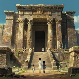 ancient atlantean ruins, studio ghibli, pixar and disney animation, sharp, rendered in unreal engine 5, highly detailed, digital painting, artstation, concept art, smooth, sharp focus, illustration, wide angle, artbook, wallpaper, splash art, promo art, dramatic lighting, art by artgerm and greg rutkowski and bo chen and jin xiaodi