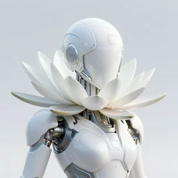 futuristic nymphaea mech waterlily upper body, sepals forming helmet, floral details, nymphaea, 8 k hd resolution, barbatos gundam with floral inlay, bandai box art, star wars, makoto kobayashi, frank gehry, raymond swanland