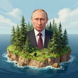 putin lost in the island, detailed digital art by greg rutkowski.