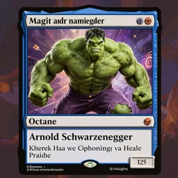 magic the gathering card, arnold schwarzenegger as an hulk, octane render, artgerm, denis sarazhin, beeple, greg rutkowski, rim light, vibrant colors, highly detailed, dramatic lighting, 8 k, trending on artstation, very coherent