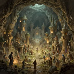 massive underground cave civilization, highly detailed, magic fantasy, digital art, keyframe illustration, trending on artstation, andreas rocha, sylvain sarrailh, darek zabrocki, finnian macmanus, dylan cole, liang mark, albert bierstadt, sung choi, peter mohrbacher, greg rutkowski