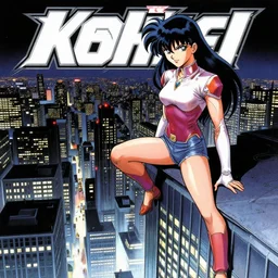 comic book cover art, by simon bisley!, in the style of heavy metal, depicting major motoko kusanagi perched on the edge of a skyscraper overlooking the city at night, detailed!