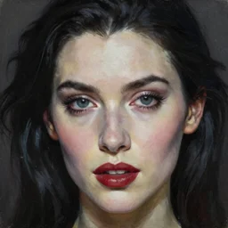 close up face of a extremely beautiful bond female vampire portrait, Masterpiece, oil on canvas, artgerm, norman rockwell, craig mulins, trending on pxiv,