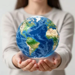Woman holding Earth
