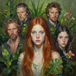 painting of a girl and plants and flowers portrait of a character in oil on canvas by gerald brom and greg rutkowski,, high detail, michael cheval, peter murbacher, boris vallejo, jessica rossier, masterpiece, fantasy art artstation headquarters