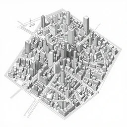 city isometric map, with a lot of details, made by Ernst Haeckel
