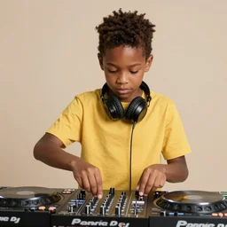 young black boy as a DJ
