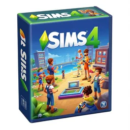 atari game box art for the sims 4, detailed