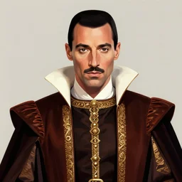 formal portrait of freddy mercury as king henry viii. digital art by eugene de blaas, ross tran, and nasreddine dinet, vibrant color scheme, intricately detailed, in the style of romanticism. artstation, greg rutkowski