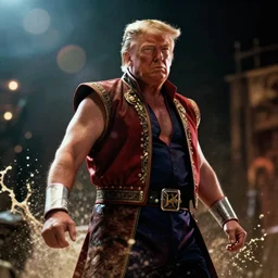 donald trump as zeus in mortal kombat, splash art, movie still,, cinematic lighting, dramatic, octane render, long lens, shallow depth of field, bokeh, anamorphic lens flare, 8 k, hyper detailed, 3 5 mm film grain