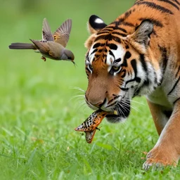 bird eating a tiger