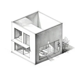architectural concept drawing of a house shaped like a cube by gabe kralik