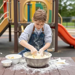 human baking in playground