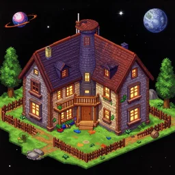 a large house, from a space theme Lucasarts graphic adventure game made in 1995