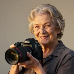 stunning portrait photography of smiling beautiful old lady in simple background, award wining, canon 5 d mk 4, art lens, golden hour f 1. 4, national geographic, master photography