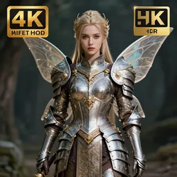 photo of a beautiful fairy warrior with ornate armour, highly detailed, 4k, HDR, award-winning photo