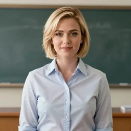 film still of brittany murphy standing in classroom, short blonde hair, beautiful face, wearing shirt, realistic proportions, ink, black and white, illustration, cinematic compo, sition, lineart, clean lines, sean phillips