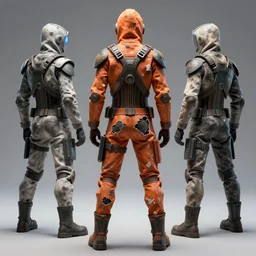 broken dirty cybersuits, from behind, wide wide angle, vivid, elaborate, highly detailed, beautiful lighting