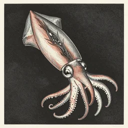 gyotaku print of bigfin reef squid