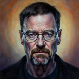 painting of cosmic horror walter white, close up of cosmic horror walter white, by zdzislaw beksinski, by dariusz zawadzki, by wayne barlowe, amazing details, gothic, surrealism, cosmic horror, lovecraftian, cold hue's, warm tone gradient background, concept art, beautiful composition