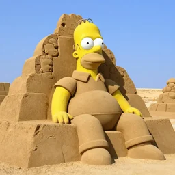sand sculpture of homer simpson