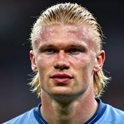 portrait of erling haaland manchester city!!!!!!!!!!!!!!!!!!!!!!!!!!!, detailed face, detailed painting, epic lighting, by ilya repin, phil hale and kent williams