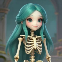 cute smiling attractive skeleton girl, beautiful, fantasy art, digital art, by artgerm