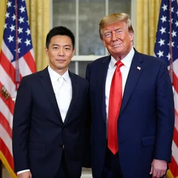 edison chen and donald trump pose together