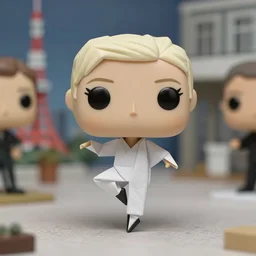 beautiful three point perspective film still of funko pop origami dancer in holly herndon meets merce cunningham, extreme closeup portrait in style of frontiers in miniature porcelain photography fashion architectural art studio seinen manga edition, miniature figure, tilt shift tokyo style scene background, soft lighting, kodak portra 4 0 0, 8 k, macro, cinematic style by emmanuel lubezki