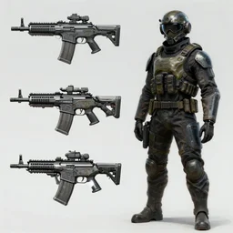 concept art of a dystopian advanced commando rifle