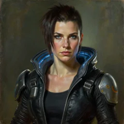 cyberpunk space pilot character ( blade runner 2 0 4 9, dystopian, cyberpunk 2 0 7 7 character design ). attractive face. portrait by james gurney and laurie greasley, oil on canvas. cinematic composition, hyper realism, realistic proportions, anatomy, dramatic lighting, photorealistic, high detail, 4 k